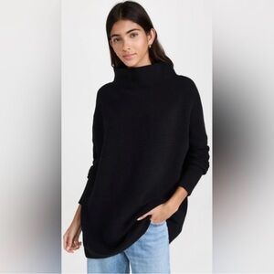 Free People Ottoman Slouchy Tunic Black Mockneck sweater size large oversized